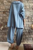 Annie Cushion Cotton Peter Pan Smock Blouse Denim